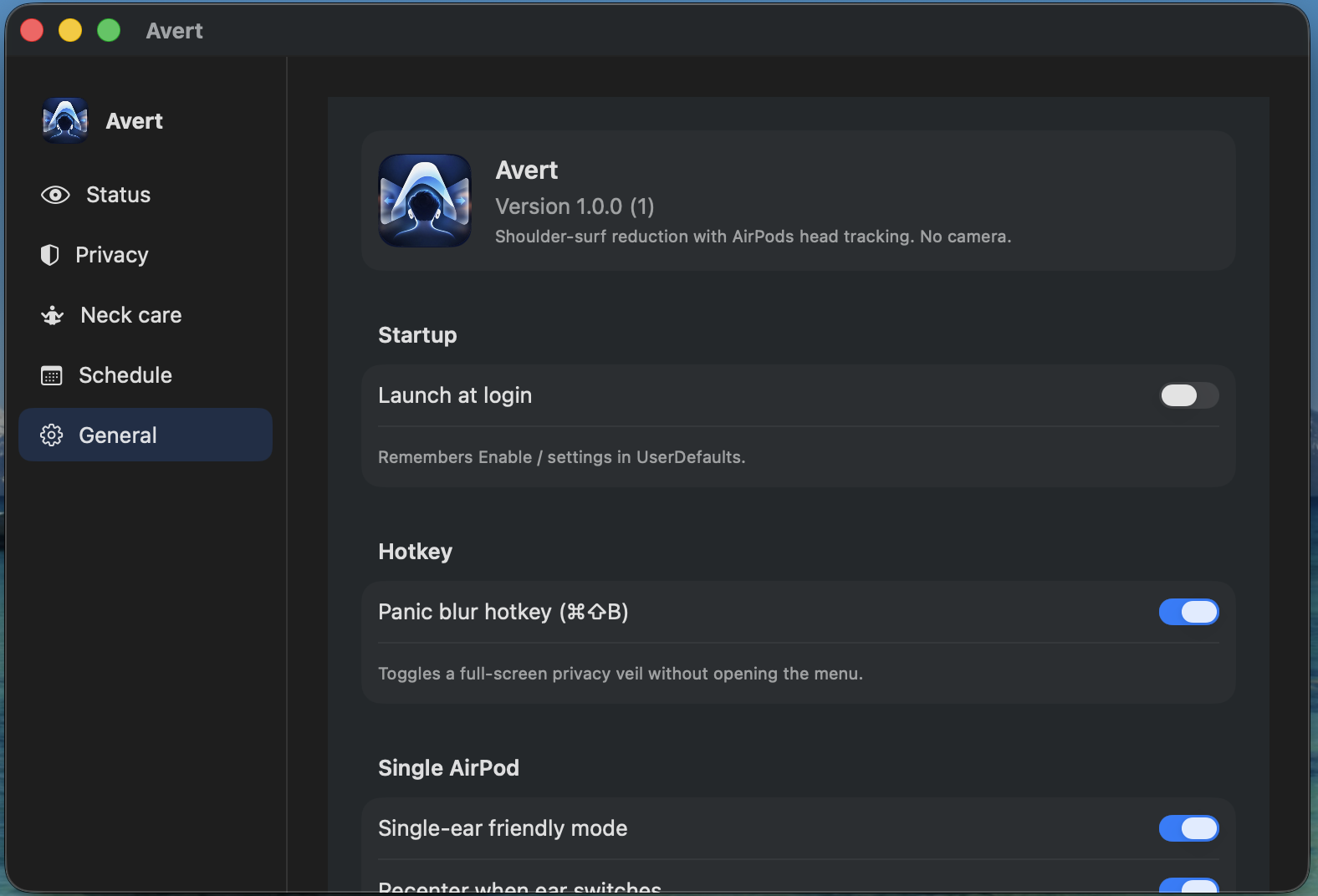 General settings